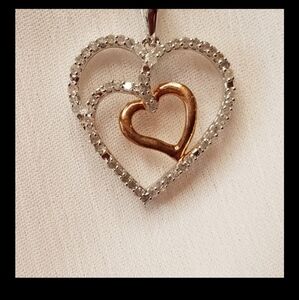 Genuine Diamond and 14k Rose Gold Heart Necklace